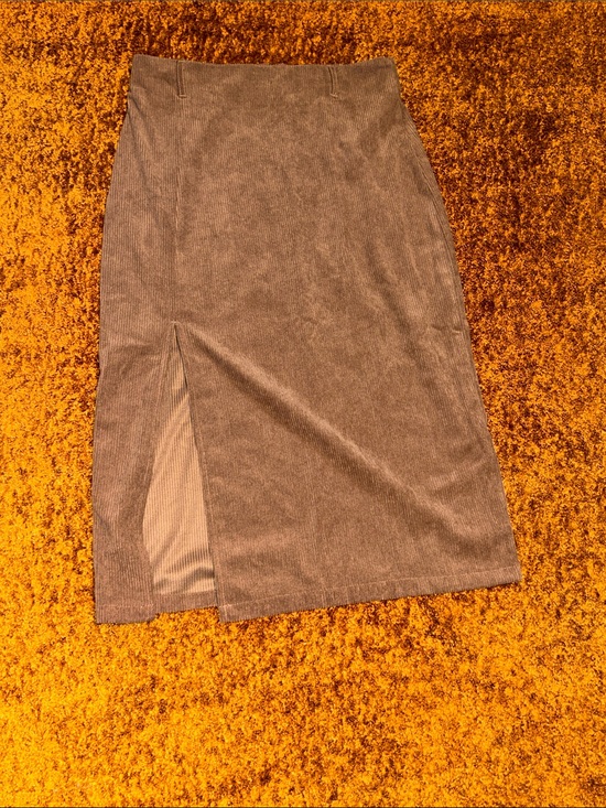 HALARA Dresses & Skirts - HALARA Chocolate Brown Corduroy Pencil Skirt with Front Slit